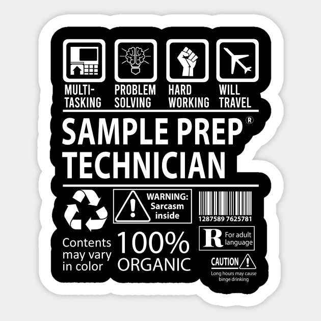 Sample Prep Technician T Shirt - MultiTasking Certified Job Gift Item Tee Sticker by Aquastal